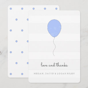 Einfaches Shabby Chic Grau und Blauer Ballon Gebur Dankeskarte