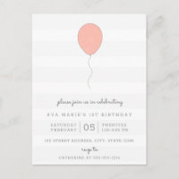 Einfaches Shabby Chic Grau und Rosa Ballon Geburts