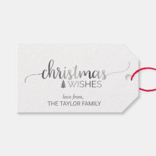 Einfaches silbernes Kalligraphie-Weihnachten Geschenkanhänger