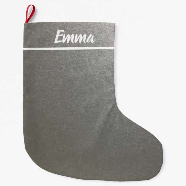 Einfaches Silver für Minimalistischen Namen Großer Weihnachtsstrumpf (Vorderseite)