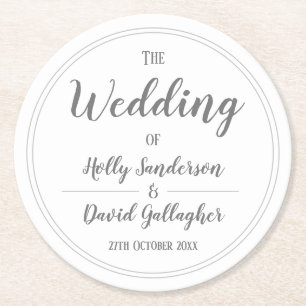 Einfaches Silver Grau & White Design Runder Pappuntersetzer