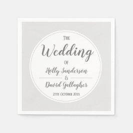 Einfaches Silver Gray & White Wedding Day Serviette