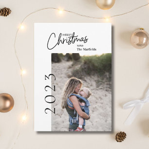 Einfaches Single Foto Frohe Weihnachtskarte Einladung