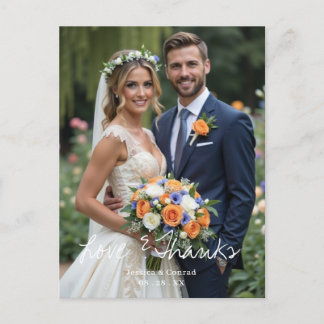 Einfaches Single Foto Vielen Dank für Ihre Hochzei Postkarte