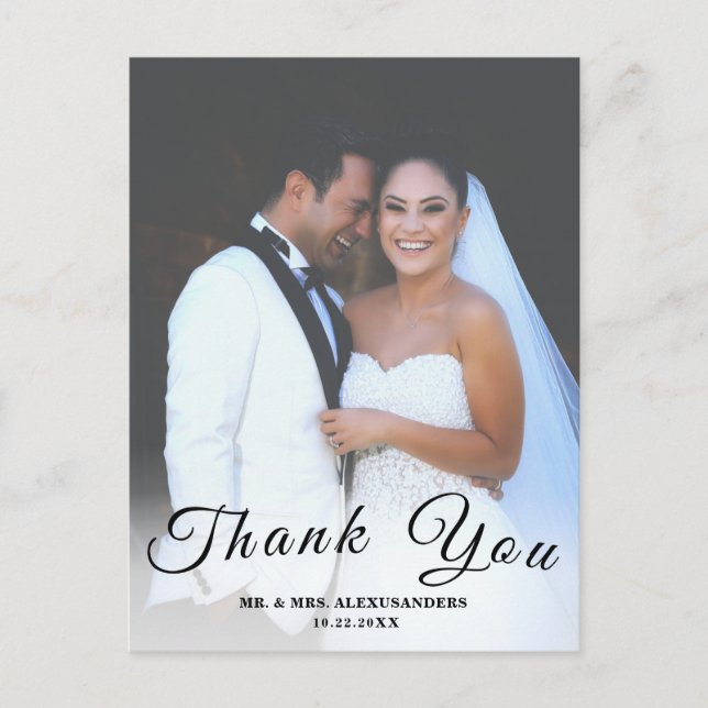 Einfaches Skript CustomFoto Vertical Wedding Danke Postkarte (Vorderseite)