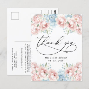 Einfaches Skript Eleganush Blush Floral Vielen Dan Postkarte