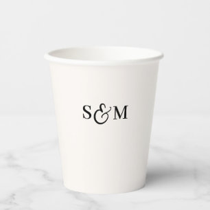 Einfaches Skript-Et-Zeichen-Monogramm-Hochzeit Pappbecher