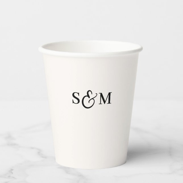 Einfaches Skript-Et-Zeichen-Monogramm-Hochzeit Pappbecher (Vorderseite)