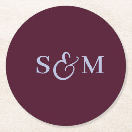 Einfaches Skript-Et-Zeichen-Monogramm-Hochzeit Runder Pappuntersetzer