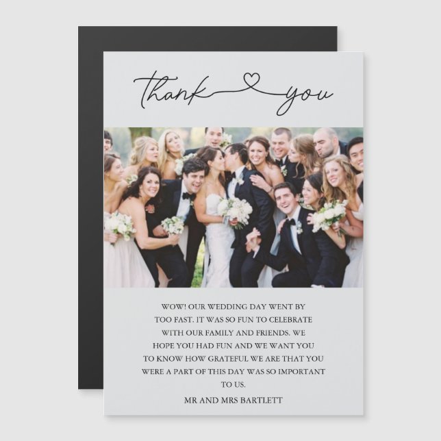 Einfaches Skript-Foto Hochzeit Vielen Dank Magnetkarte (Vorne/Hinten)