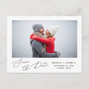 Einfaches Skript-Foto Save the Date Postkarte