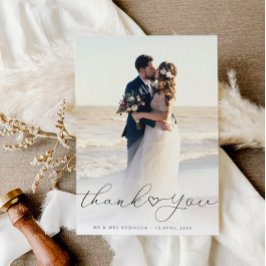 einfaches Skript für Neuvermählte Hochzeit Foto Dankeskarte