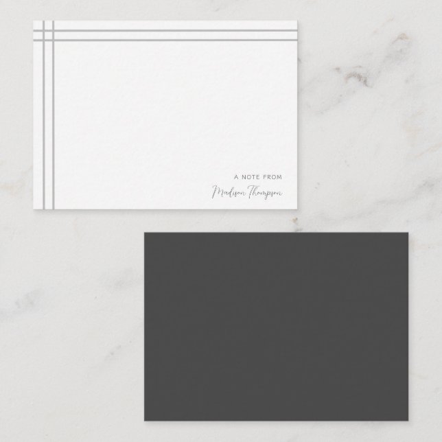 Einfaches Skript, grau, weiß, 2 Seiten, doppelte G Mitteilungskarte (Vorne/Hinten)