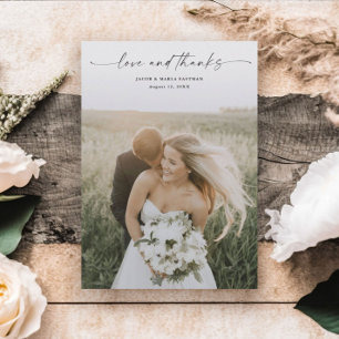 Einfaches Skript Liebe und Dank Foto Hochzeit Dankeskarte