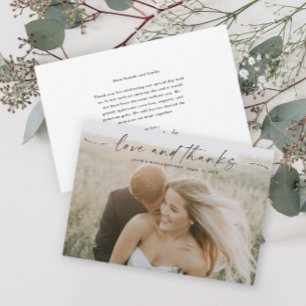 Einfaches Skript Liebe und Dank Foto-Hochzeit Dankeskarte