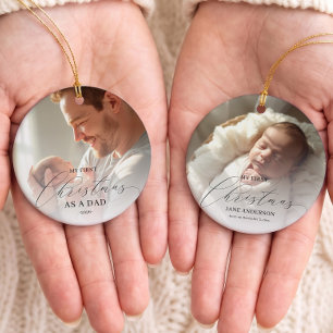 Einfaches Skript Mein erstes Weihnachten Zwei Foto Keramik Ornament