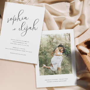 Einfaches Skript-Minimalistisches Foto Hochzeit Einladung