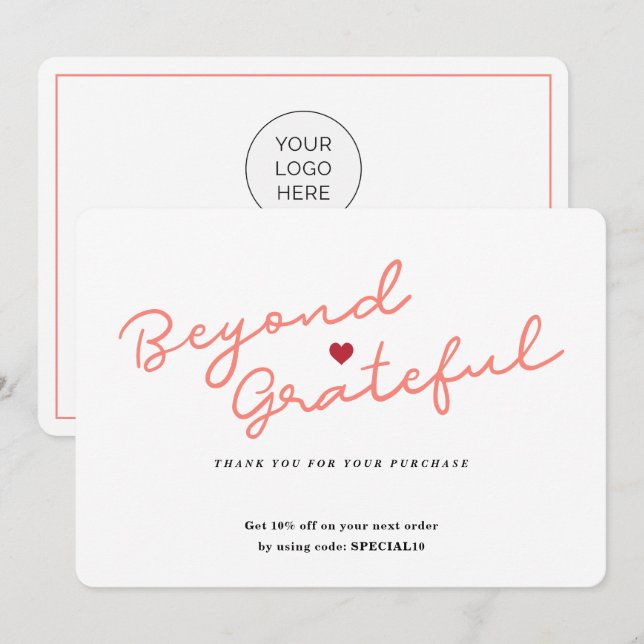 Einfaches Skript mit Herz - Business Dankeschön-Ka Dankeskarte (Vorne/Hinten)