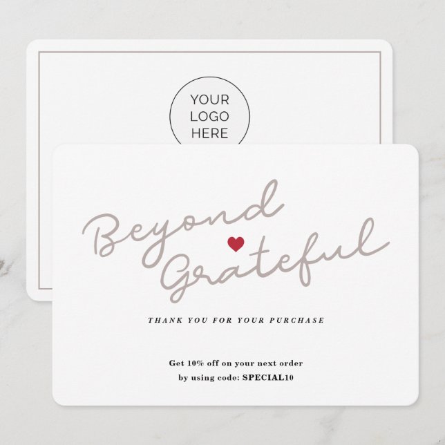 Einfaches Skript mit Herz - Business Dankeschön-Ka Dankeskarte (Vorne/Hinten)