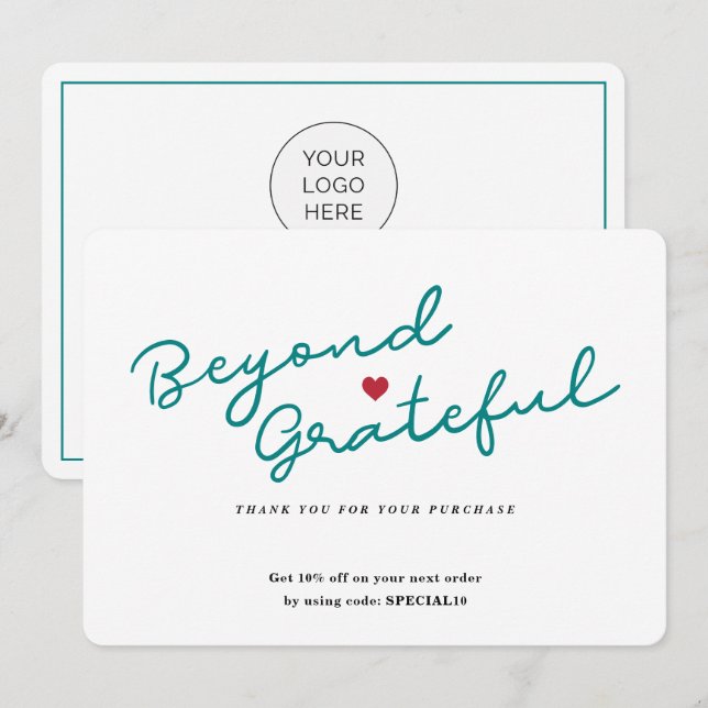 Einfaches Skript mit Herz - Business Dankeschön-Ka Dankeskarte (Vorne/Hinten)