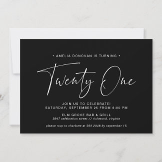 Einfaches Skript | Moderner Minimal Schwarz 21. Ge Einladung