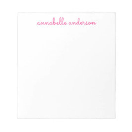 Einfaches Skript Niedlich Pink Personalisiert Stat Notizblock