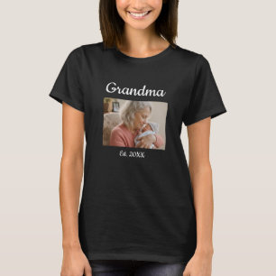 Einfaches Skript Oma Est. Foto Jahr Schwarz T-Shirt