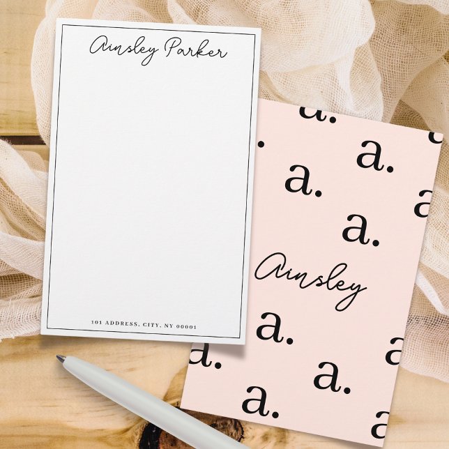 Einfaches Skript-Personalisiert Monogram-Muster Briefpapier (Von Creator hochgeladen)