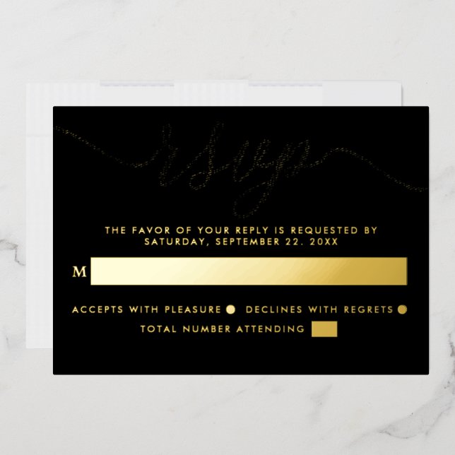 Einfaches Skript - Real Foil - Wedding RSVP Folieneinladung (Briefumschlag)