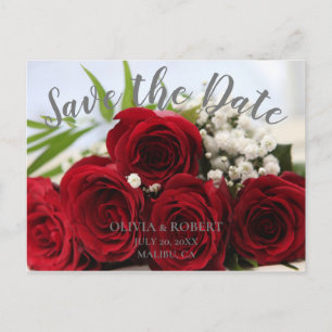 Einfaches Skript - rote Rosen Save the Date Postkarte