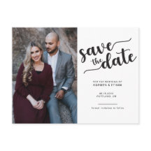 Einfaches Skript Save the Date Schwarz/Weiß-Foto