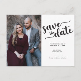 Einfaches Skript Save the Date Schwarz/Weiß-Foto Ankündigungspostkarte