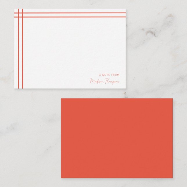 Einfaches Skript-Scarlet Orange 2 Seiten doppelter Mitteilungskarte (Vorne/Hinten)