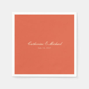 Einfaches Skript Sonnenuntergang Orange Hochzeit Serviette