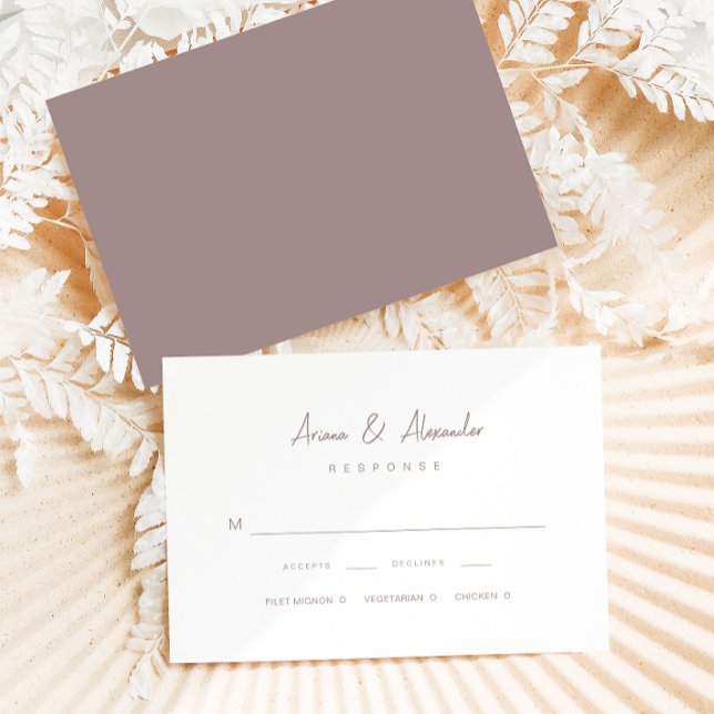 Einfaches Skript Taupe Wedding RSVP Karte (Von Creator hochgeladen)