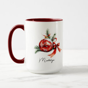 Einfaches Skript Wasserfarbener Weihnachtsschmuck Tasse