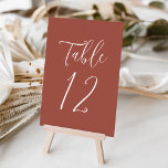 Einfaches Skriptaufkeimen Tischnummer<br><div class="desc">Elegante Hochzeitsszenarien mit der Tischnummer, die in einem einfachen, weißen Skript mit Rosthintergrund angezeigt wird. Die Text- und Hintergrundfarben können mithilfe der Editierwerkzeuge auf Ihre Hochzeitsfarben geändert werden. Um diese Tischkarten zu bestellen, editieren Sie die Karte individuell mit der Nummer und fügen Sie sie Ihrem Warenkorb hinzu. Wiederholen Sie den...</div>
