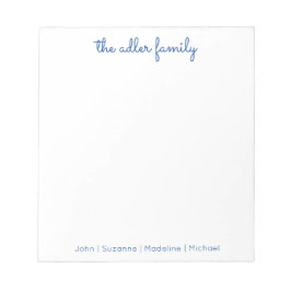 Einfaches Skriptbright Blue Family Notepad Notizblock