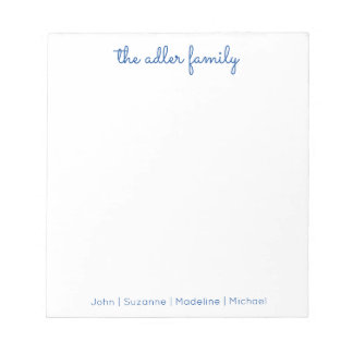 Einfaches Skriptbright Blue Family Notepad Notizblock