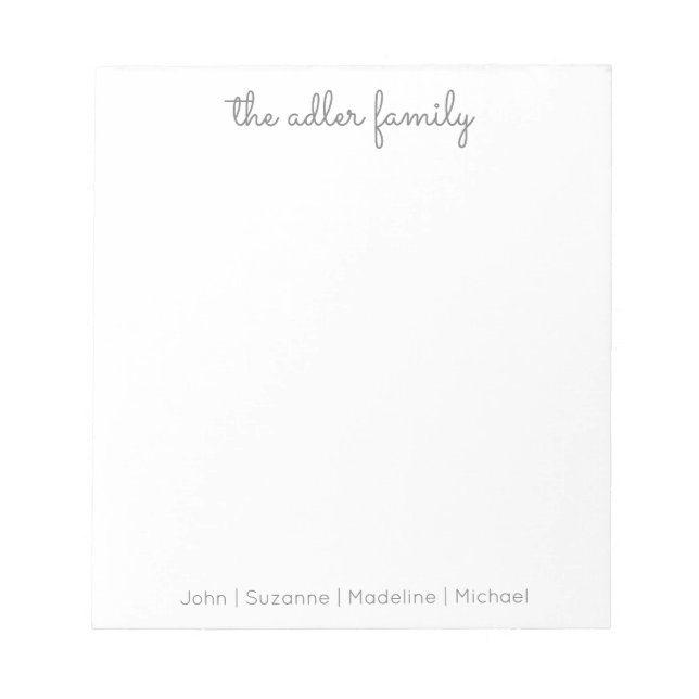Einfaches Skriptgrau-Family-Notepad Notizblock (Vorderseite)