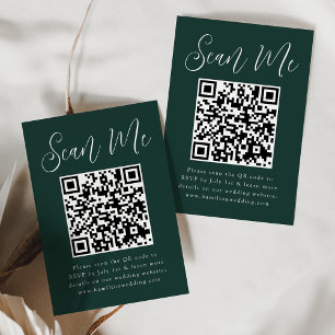 Einfaches Skriptwald Grüner QR Code Hochzeit RSVP Begleitkarte