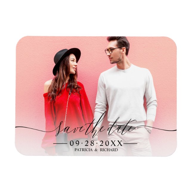 Einfaches SkriptWedding Save the Date-Foto Magnet (Horizontal)