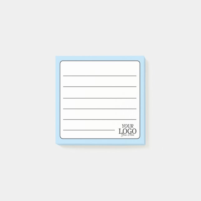 Einfaches Sky Blue Lined Logo Post-it Klebezettel (Vorderseite)