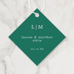 Einfaches Smaragdgrün Monogramm Elegante Hochzeit Geschenkanhänger