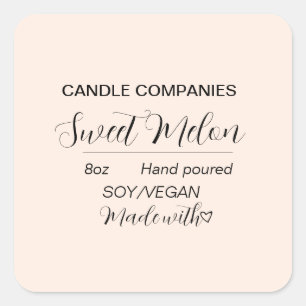 Einfaches Soja-Vegan-Kerzengeschäft Quadratischer Aufkleber