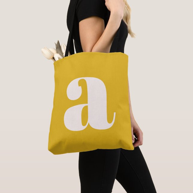 Einfaches Sommer Gelb Fette Retro-Monogramm-Initia Tasche (Von Nahem)
