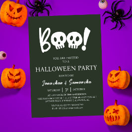 Einfaches Spooky-Boo-Skull-Halloween-Party Einladung