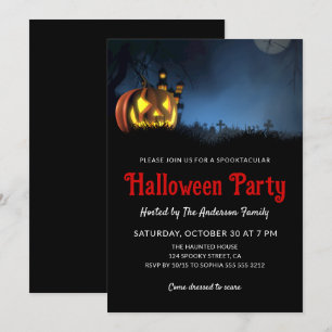 Einfaches Spooky-Graveyard-Halloween-Party Einladung