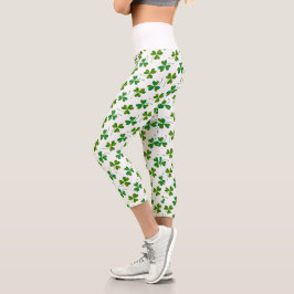 Einfaches St Patrick's Day Kleeblatt Pattern - Gre Capri Leggings