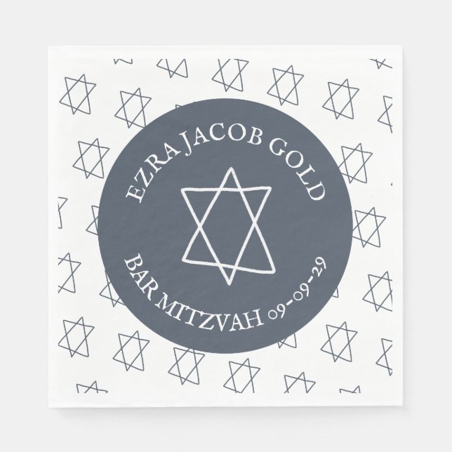 Einfaches Star von David Custom B'nai Bat Bar Mitz Serviette (Vorderseite)
